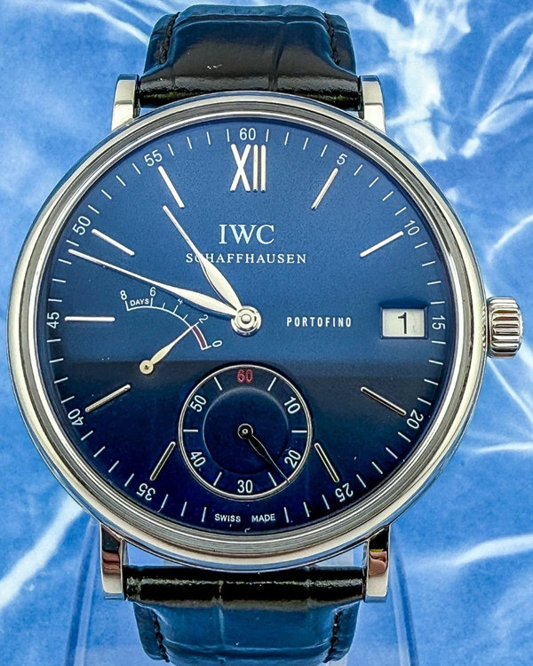 2017 IWC Schaffhausen Portofino Hand-Wound 45MM Blue Dial Leather Strap (IW510106)