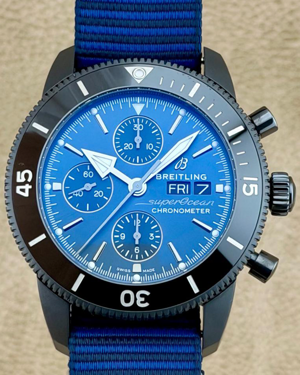 No Reserve - 2019 Breitling Superocean Heritage II "Outerknown" Chronograph 44MM Blue Dial Textile Strap (M133132A1C1W1)