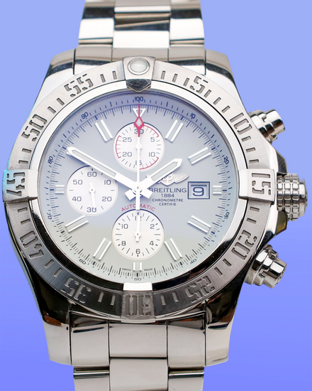 No Reserve - 2017 Breitling Super Avenger II Chronograph 48MM Silver Dial Steel Bracelet (A13371)