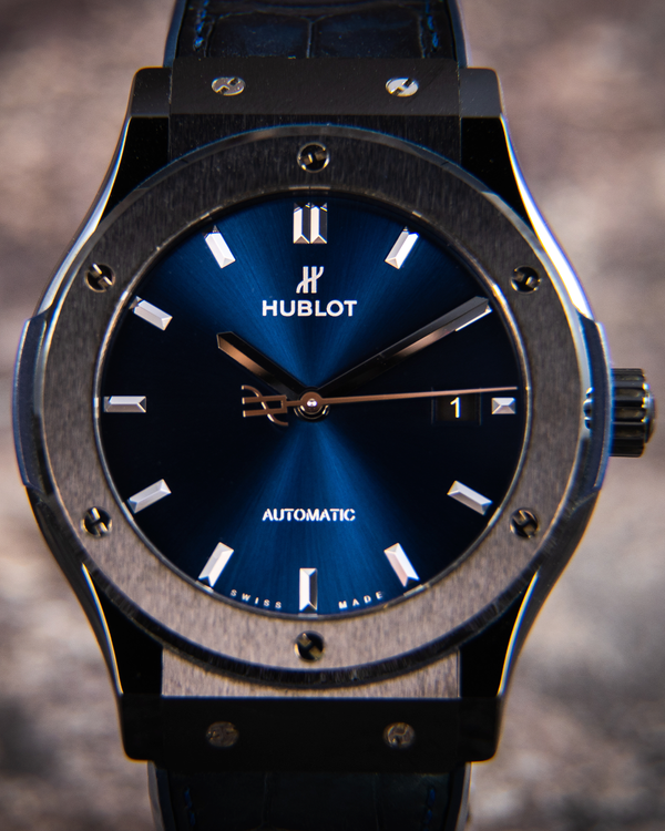 2015 Hublot Classic Fusion 42MM Blue Dial Leather Strap (542.CM.7170.LR)