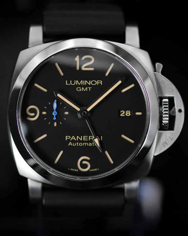 2019 Panerai Luminor 1950 3 Days GMT 44MM Black Dial Rubber Strap (PAM01320)