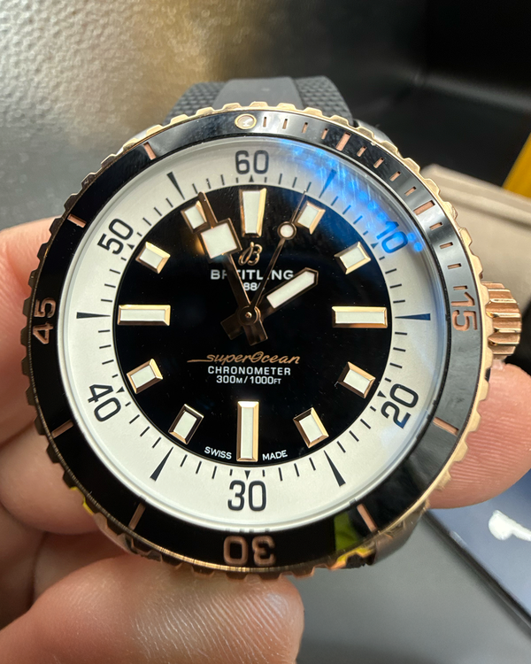 2023 Breitling Superocean 18k Gold 42MM Black Dial Rubber Strap (U17375211B1S1)