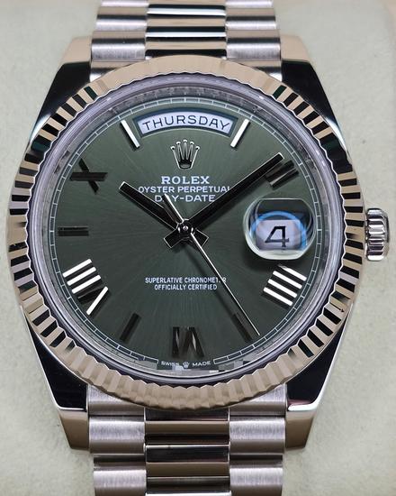 2021 Rolex Day-Date 40MM Green Dial White Gold President Bracelet (228239)