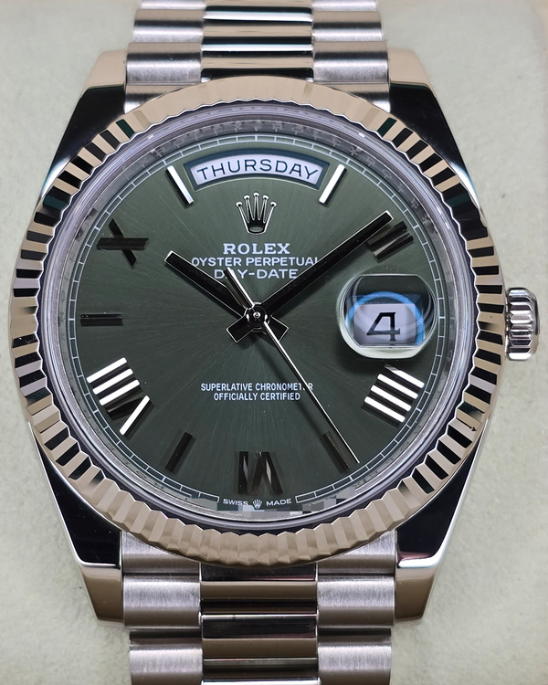 Rolex Day-Date 40MM Green Dial White Gold President Bracelet (228239)