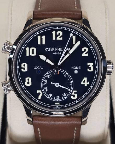2021 Patek Philippe Calatrava Pilot Travel Time 42MM Blue Dial Leather Strap (5524G-001)