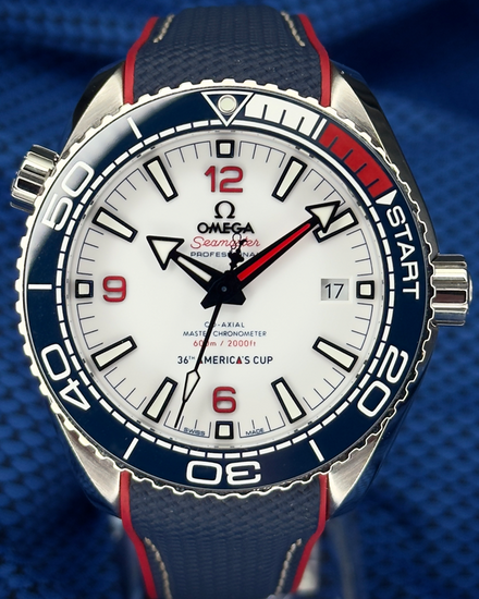 2021 Omega Seamaster Planet Ocean 600M America's Cup L.E. 43.5MM White Dial Rubber Strap (215.32.43.21.04.001)