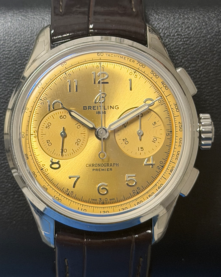 2025 Breitling Premier 40MM Champagne Dial Leather Strap (AB0930)
