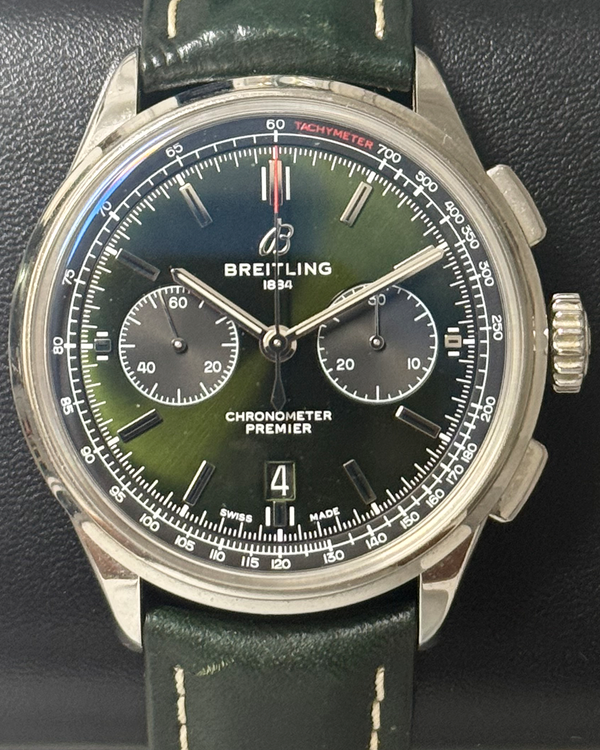 2019 Breitling Premier B01 Chronograph Bentley "British Racing Green" S.E. 42MM Green Dial Leather Strap (AB0118A11L1X1)