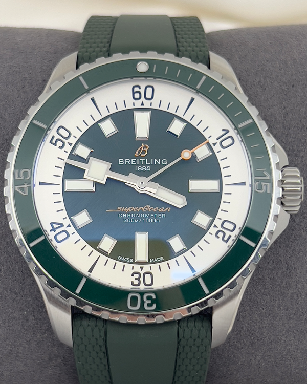 2022 Breitling Superocean 44MM Green Dial Rubber Strap (A17376A31L1S1)