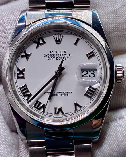 2004 Rolex Datejust 36MM White Dial Oyster Bracelet (16200)