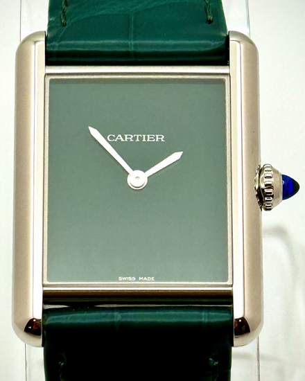 2025 Cartier Tank Must 33.7MM Quartz Green Dial Leather Strap (WSTA0115)