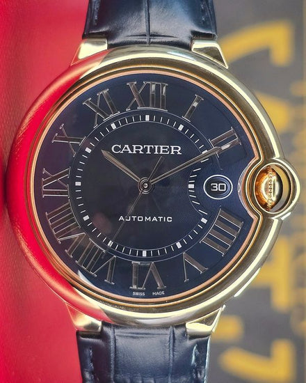 Cartier Ballon Bleu 42MM Blue Dial Leather Strap (WGBB0036)