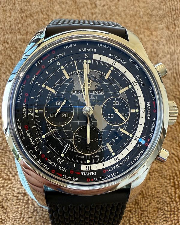 2017 Breitling Transocean Chronograph 46MM Black Dial Rubber Strap (AB0510U4/BE84)