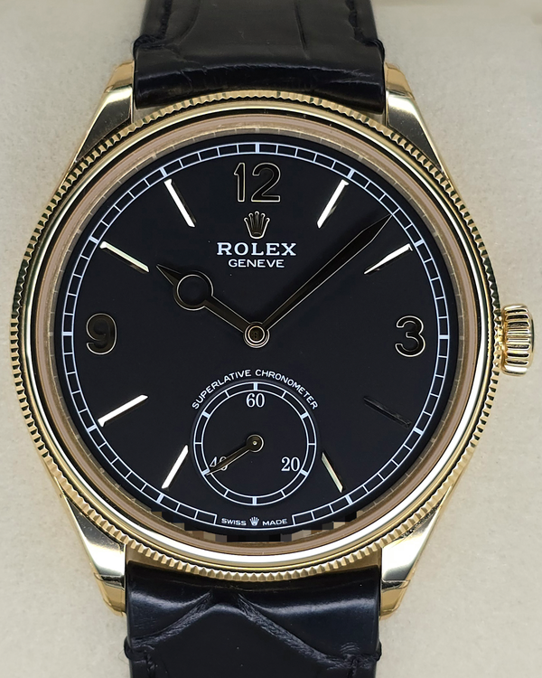 2025 Rolex 1908 39MM Black Dial Leather Strap (52508)