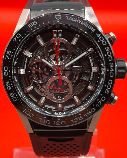 Tag Heuer Carrera Caliber HEUER 01 45MM Skeleton Dial Rubber Strap (CAR2A1Z.FT6044)
