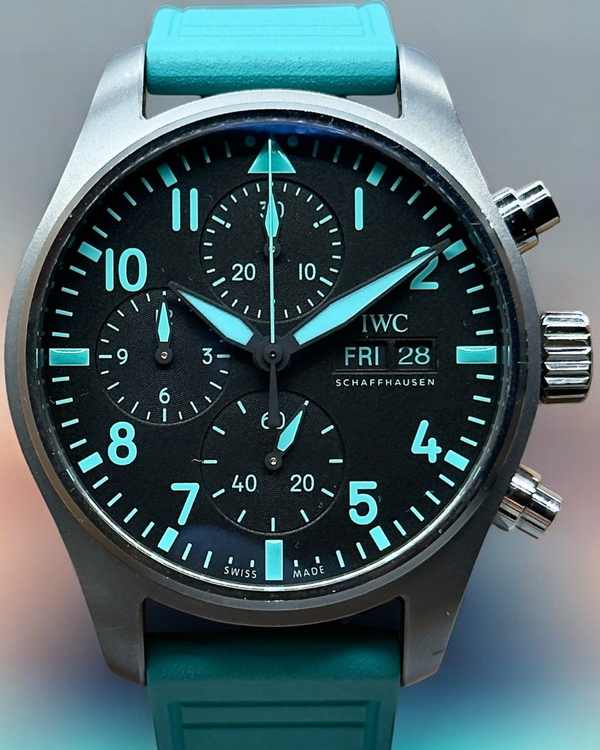 2022 IWC Schaffhausen Pilot Chronograph "Mercedes AMG Petronas F1" 41MM Black Dial Rubber Strap (IW388108)