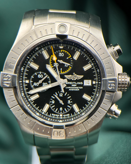 No Reserve - 2021 Breitling Avenger Chronograph 45MM Black Dial Steel Bracelet (A13317)