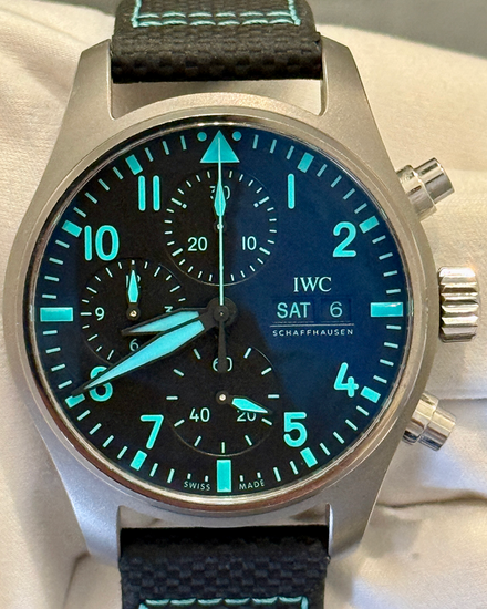 No Reserve - 2022 IWC Schaffhausen Pilot Chronograph "Mercedes AMG Petronas F1" 41MM Black Dial Leather Strap (IW388108)