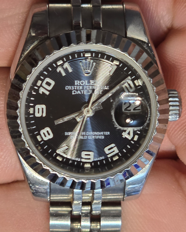 1988 (L Serial ) Rolex Lady-Datejust 26MM Black Dial Jubilee Bracelet (79174)