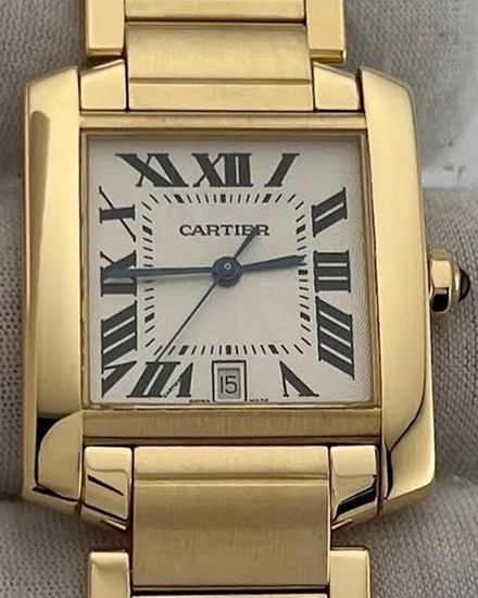 Cartier Tank Française 28MM White Dial Yellow Gold Bracelet (1840)