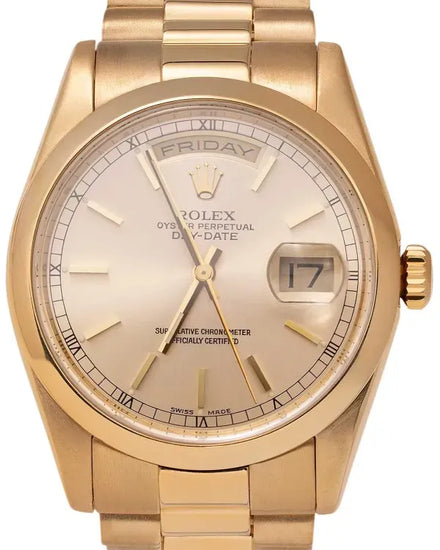 Rolex Day-Date 36MM Champagne Dial Yellow Gold President Bracelet (118208)