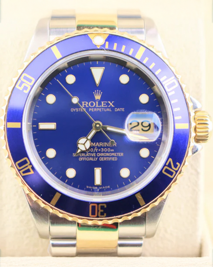 Rolex Submariner Date "Bluesy" 40MM Blue Dial Two-Tone Oyster Bracelet (16613)