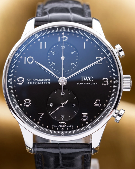 2023 IWC Schaffhausen Portugieser Chronograph 41MM Black Dial Leather Strap (IW371609)