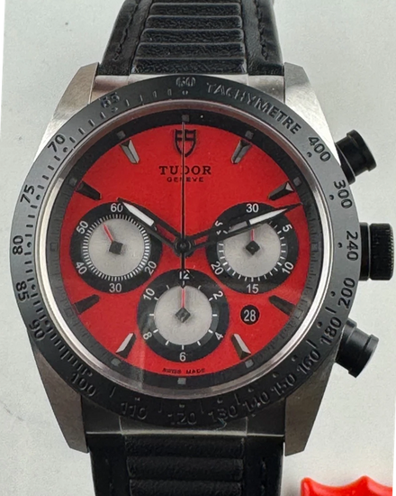 Tudor Fastrider Chronograph 42MM Red Dial Leather Strap (42010N)