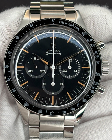 2025 Omega Speedmaster Anniversary Series "The First Omega In Space" 39.7MM Blue/Grey Dial Steel Bracelet (310.30.40.50.06.001)