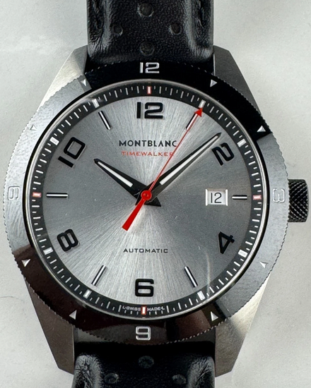 Montblanc Timewalker 41MM Silver Dial Leather Strap (116058)