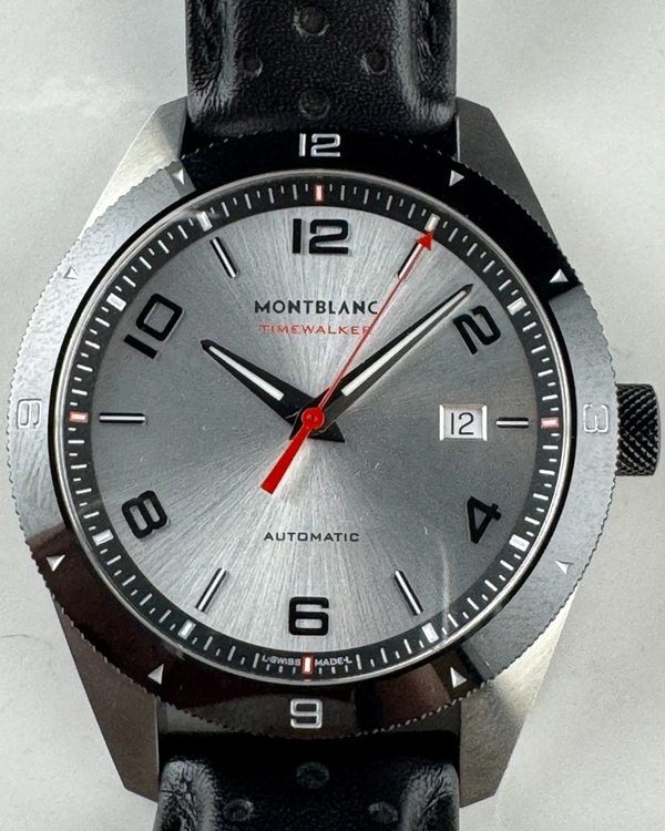 Montblanc Timewalker 41MM Silver Dial Leather Strap (116058)