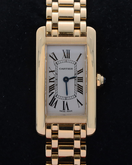 No Reserve - Cartier Tank Américaine 19MM Quartz White Dial Yellow Gold Bracelet (W26015K2)