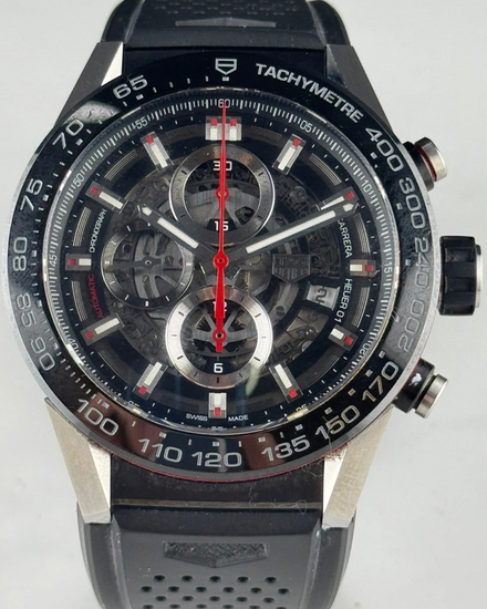Tag Heuer Carrera Calibre HEUER 01 45MM Skeleton Dial Rubber Strap (CAR2A1Z.FT6044)
