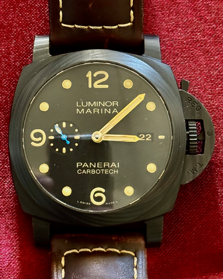 2019 Panerai Luminor Marina 1950 3 Days 44MM Black Dial Leather Strap (PAM00661)