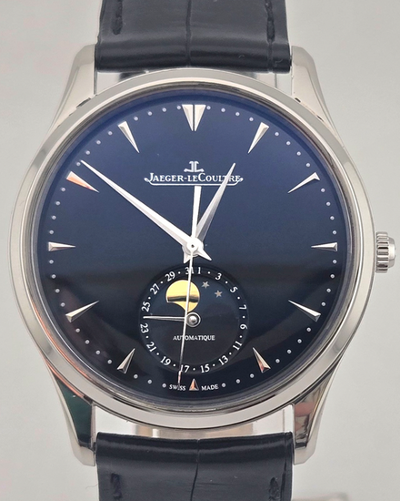 2021 Jaeger-LeCoultre Master Ultra Thin Moon 39MM Black Dial Leather Strap (Q1368470)