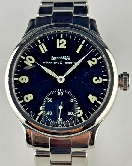 Eberhard & Co Traversetolo 43MM Black Dial Steel Bracelet (3326)