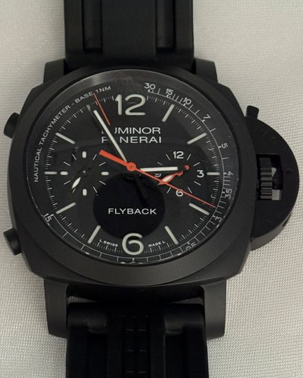 2023 Panerai Luminor 1950 Chrono Flyback 44MM Black Dial Rubber Strap (PAM01298)