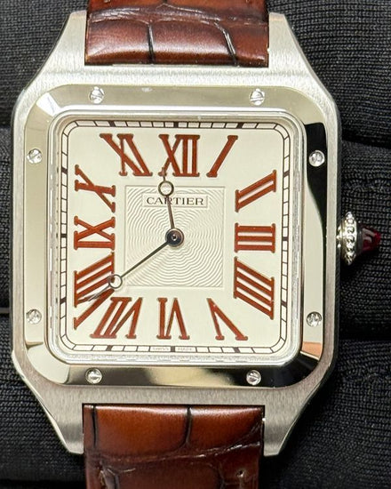 2024 Cartier Santos Dumont XL L.E. 33.9MM Silver Dial Leather Strap (WGSA0082)