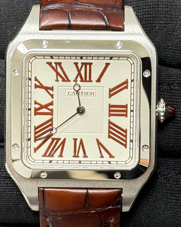 2024 Cartier Santos Dumont XL L.E. 33.9MM Silver Dial Leather Strap (WGSA0082)