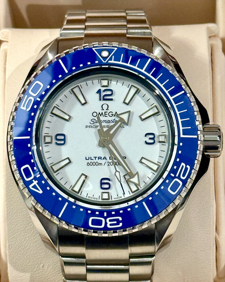 2025 Omega Seamaster Planet Ocean 6000M Ultra Deep 45.5MM White Dial Steel Bracelet (215.30.46.21.04.001)
