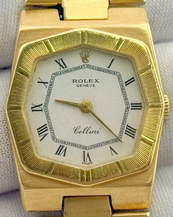 Rare 1981 (6.9 Mill Serial) Rolex Cellini 33MM White Dial Yellow Gold Bracelet (4360)