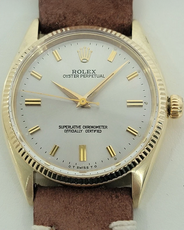1957 Rolex Oyster Perpetual 34MM White Dial Aftermarket Leather Strap (6467)