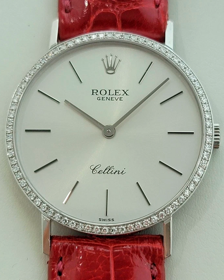 Rolex Cellini 32MM Silver Dial Aftermarket Leather Strap (4112)
