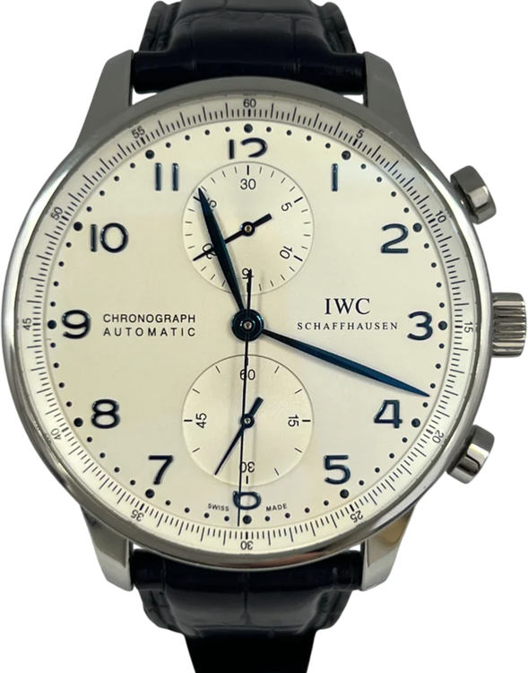 IWC Schaffhausen Portugieser Chronograph 41MM Silver Dial Leather Strap (IW371446)