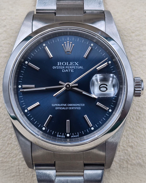 2001 Rolex Oyster Perpetual 34MM Blue Dial Oyster Bracelet (15200)