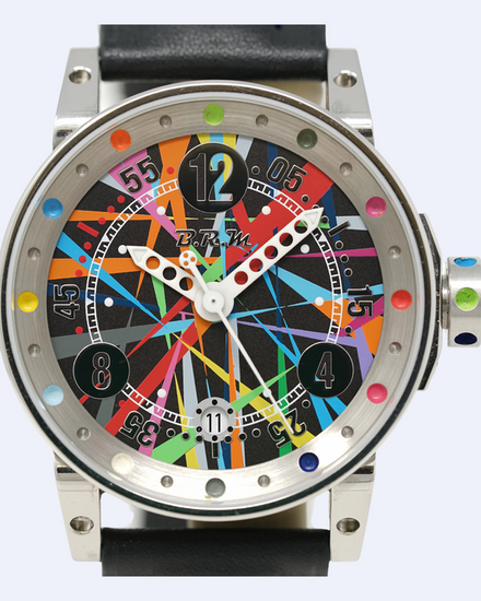 B.R.M Chronograph Art Car V7-38-G "ART CAR" L.E. 38MM Multicolored Dial Leather Strap (V7-38-G-ART CAR)