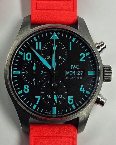 2023 IWC Schaffhausen Pilot Chronograph "AMG Petronas F1 Team" 41MM Black Dial Rubber Strap (IW388114)