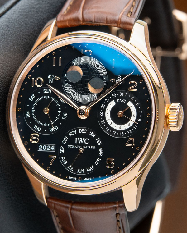 IWC Schaffhausen Portugieser Perpetual Calendar 44MM Black Dial Leather Strap (IW502119)