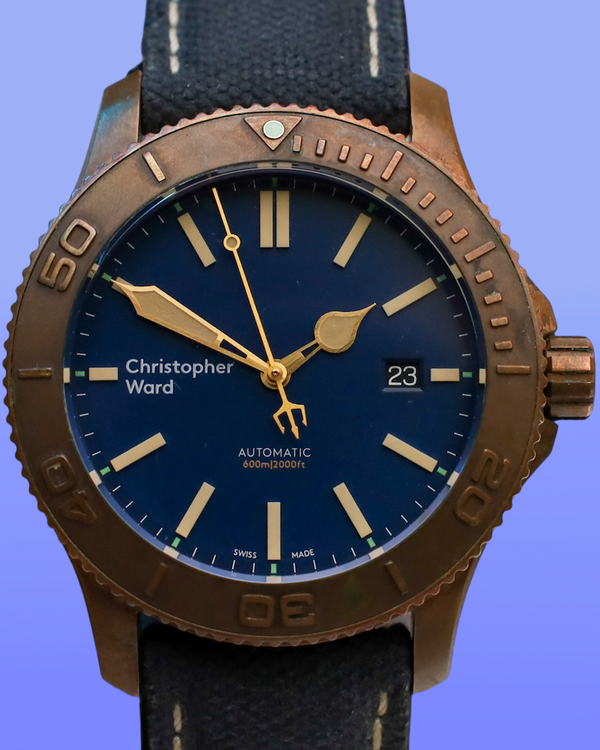 Christopher Ward C60 Trident Bronze Pro 600 43MM Blue Dial Leather Strap (C6043AB)