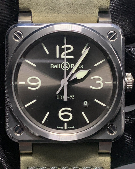 No Reserve - 2024 Bell & Ross BR 03 Grey Lum 42MM Grey Dial Leather Strap (BR0392-GC3-ST/SCA)